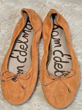 Sam Edelman Women's Orange Suede Ballet Flats